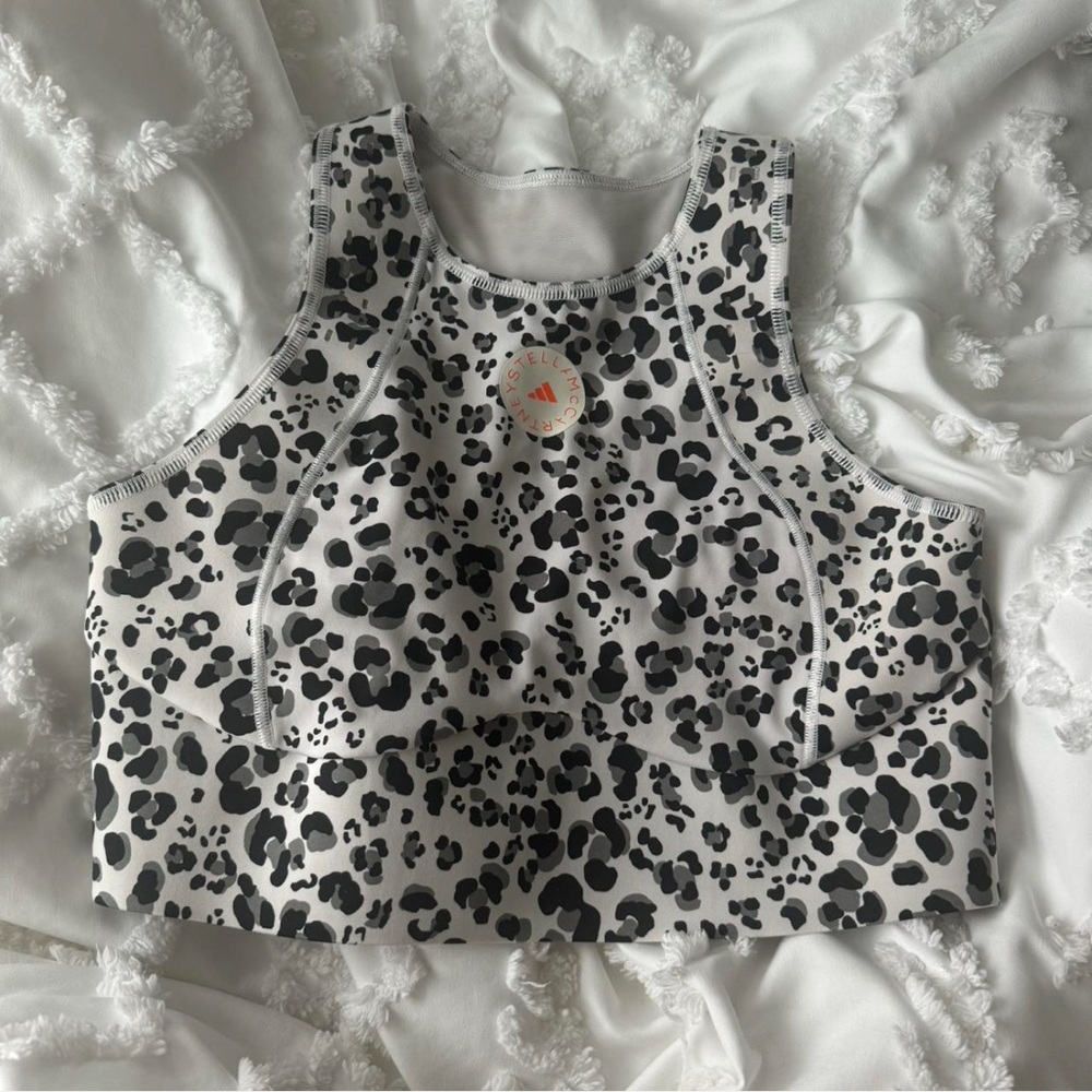 Adidas Black and White Leopard Print Bra
